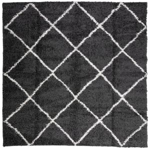 vidaXL Tapis shaggy &agrave; poils longs moderne noir et cr&egrave;me 120x120 cm