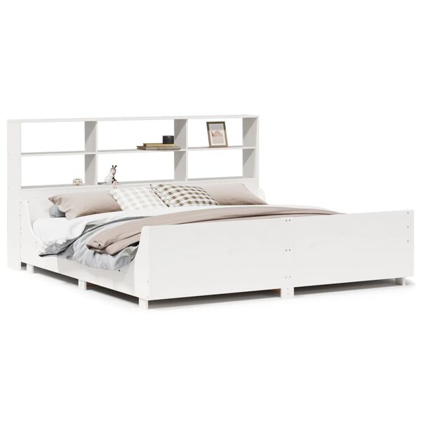 vidaXL Lit biblioth&egrave;que sans matelas blanc 180x200 cm bois massif