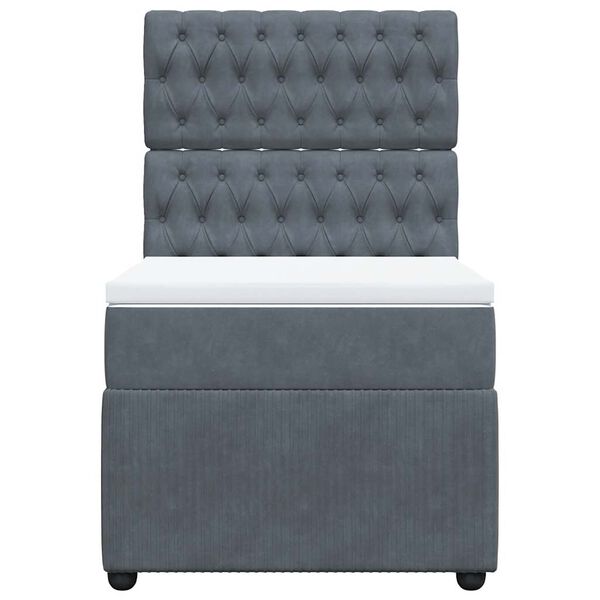 vidaXL Sommier à lattes de lit et matelas Gris foncé 90x200 cm Velours