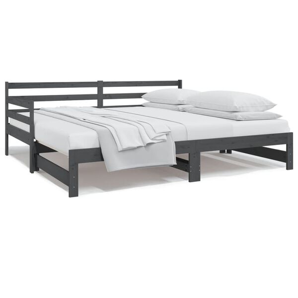 vidaXL Lit coulissant sans matelas gris 2x(80x200)cm