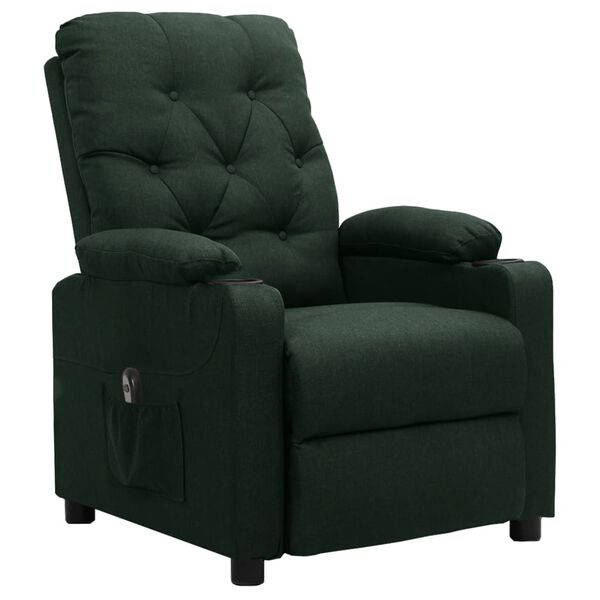 vidaXL Fauteuil inclinable &eacute;lectrique Vert fonc&eacute; Tissu