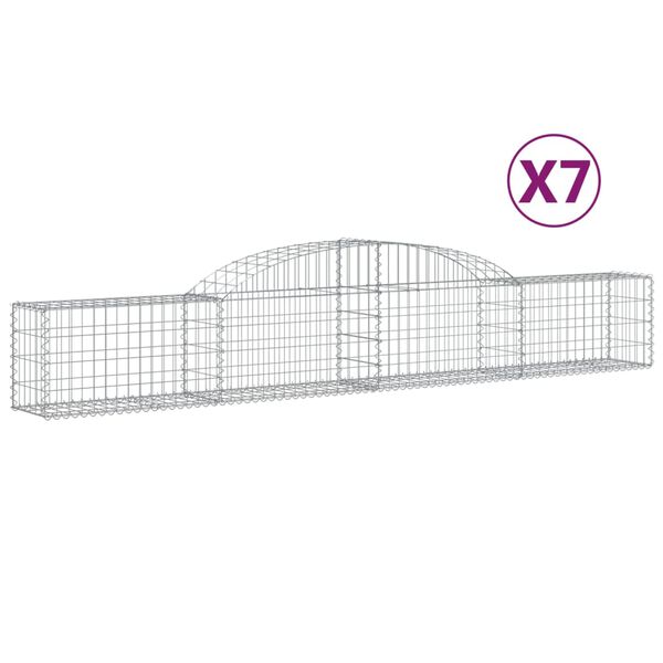 vidaXL Paniers à gabions arqués 7 pcs 300x30x40/60 cm fer galvanisé