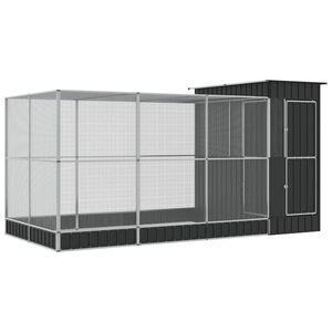 vidaXL Voli&egrave;re avec extension Argent 416x203x216 cm Acier