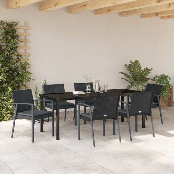 vidaXL Ensemble de salle &agrave; manger pour jardin 7 pcs Noir et gris