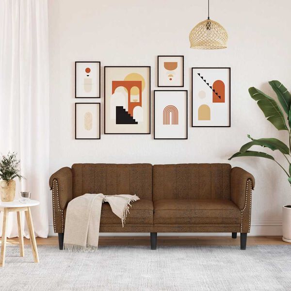 vidaXL Canap&eacute; &agrave; 2 places marron similicuir daim