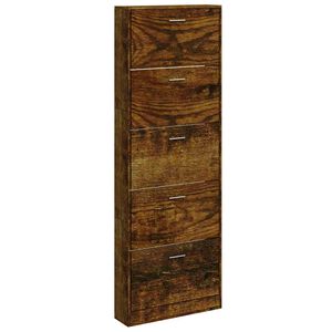 vidaXL Armoire &agrave; chaussures Ch&ecirc;ne fum&eacute; 59x17x169 cm Bois d'ing&eacute;nierie