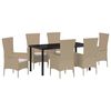 vidaXL Ensemble de salle &agrave; manger pour jardin 7 pcs Beige polyrotin