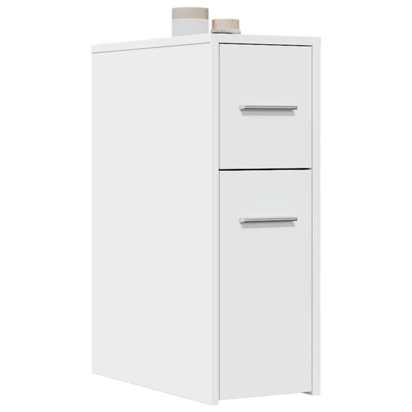 vidaXL Armoire de salle de bain &eacute;troite avec roulettes blanc