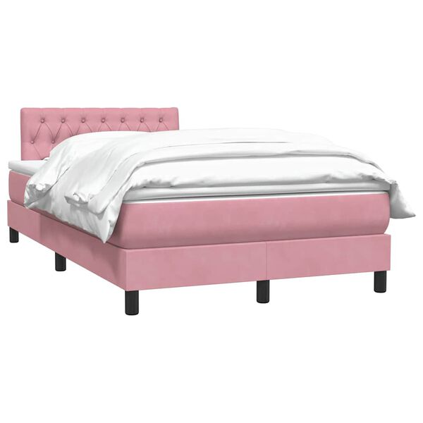 vidaXL Sommier &agrave; lattes de lit avec matelas rose 120x210 cm velours