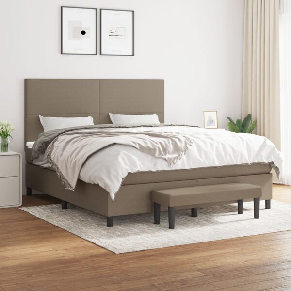 vidaXL Sommier &agrave; lattes de lit avec matelas Taupe 160x200 cm Tissu