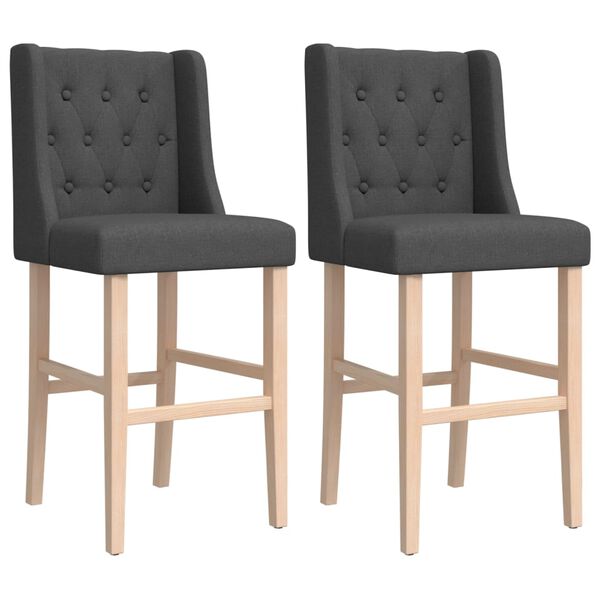 vidaXL Chaises de bar lot de 2 bois massif d'h&eacute;v&eacute;a et tissu