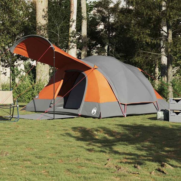 vidaXL Tente familiale tunnel 8 personnes gris et orange imperm&eacute;able
