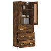 vidaXL Buffet haut Chêne fumé 69,5x34x180 cm Bois d'ingénierie