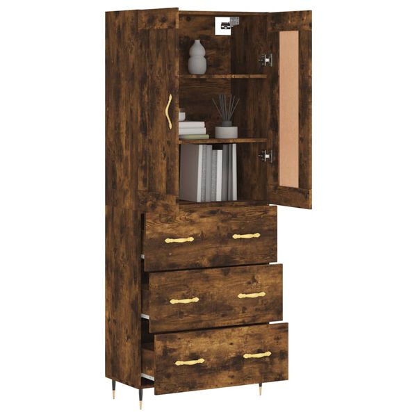 vidaXL Buffet haut Chêne fumé 69,5x34x180 cm Bois d'ingénierie
