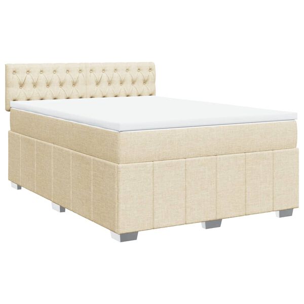 vidaXL Sommier &agrave; lattes de lit avec matelas Cr&egrave;me 160x200 cm Tissu