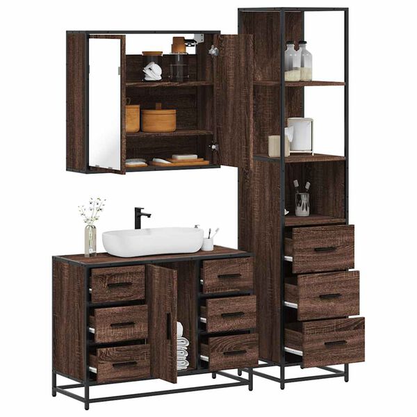 vidaXL Ensemble de meubles de salle de bain 3 pcs Chêne marron
