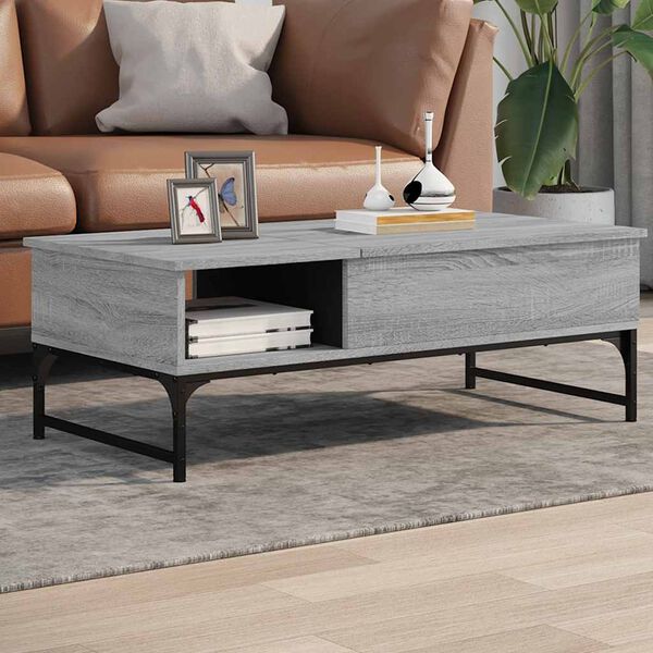 vidaXL Table basse sonoma gris 100x50x35 cm bois d'ing&eacute;nierie et m&eacute;tal
