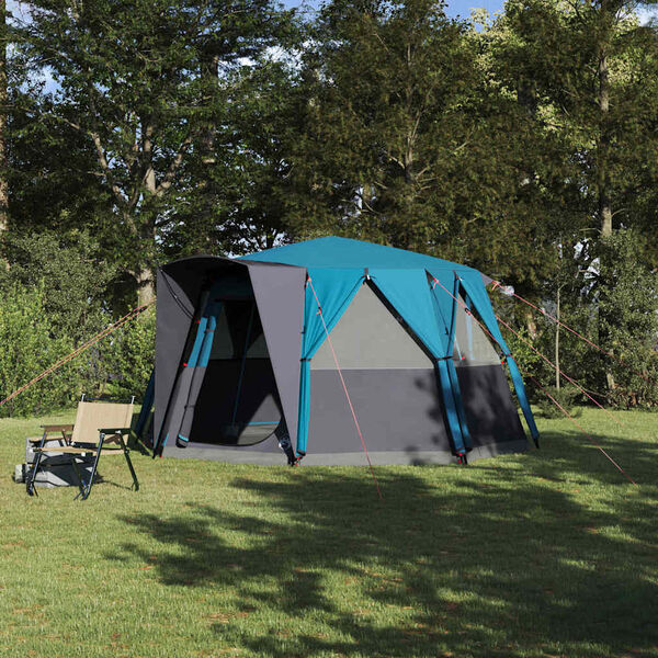 vidaXL Tente Cabane avec toit avec stockage Bleu 425 x 396 x 222 cm