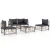 vidaXL Salon de jardin 5 pcs avec coussins anthracite r&eacute;sine tress&eacute;e