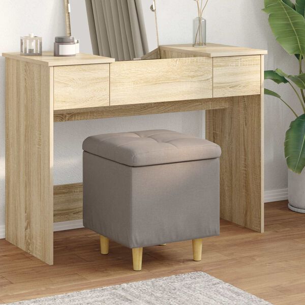 vidaXL Pouf de rangement avec coussin Taupe 40 x 40 x 45 cm tissu