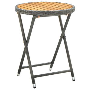 vidaXL Table &agrave; th&eacute; Gris 60 cm R&eacute;sine tress&eacute;e et bois d'acacia solide