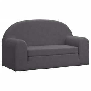 vidaXL Canap&eacute;-lit pour enfants 2 places anthracite peluche douce