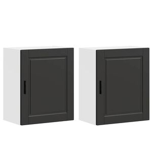 vidaXL Armoires murales de cuisine 2 pcs Porto noir bois d'ing&eacute;nierie
