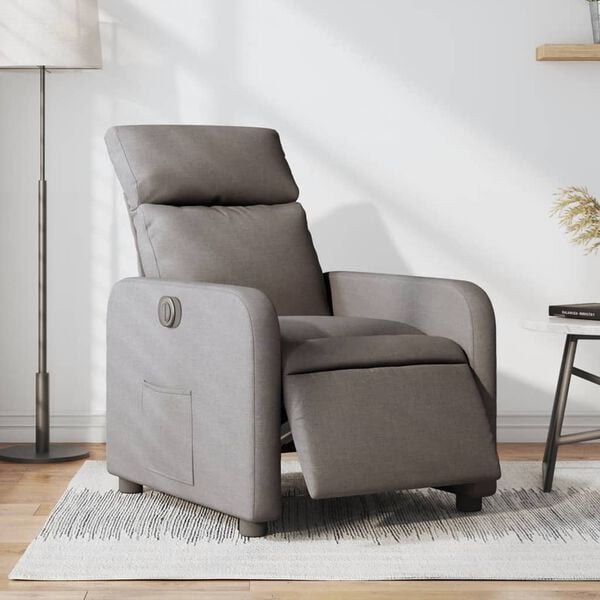 vidaXL Fauteuil inclinable &eacute;lectrique Taupe Tissu