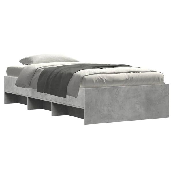 vidaXL Cadre de lit sans matelas gris b&eacute;ton 75x190cm bois d'ing&eacute;nierie