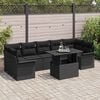 vidaXL Ensemble de canapé de jardin avec coussin 8 pcs Noir polyrotin