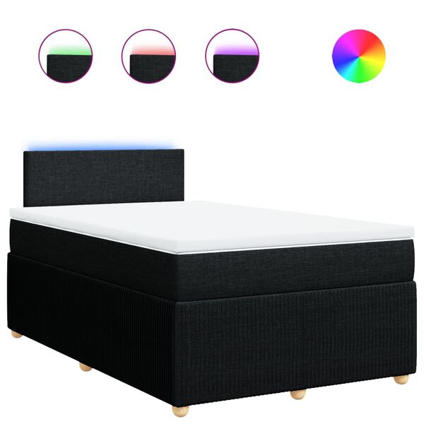 vidaXL Sommier &agrave; lattes de lit avec matelas Noir 120x200 cm Tissu