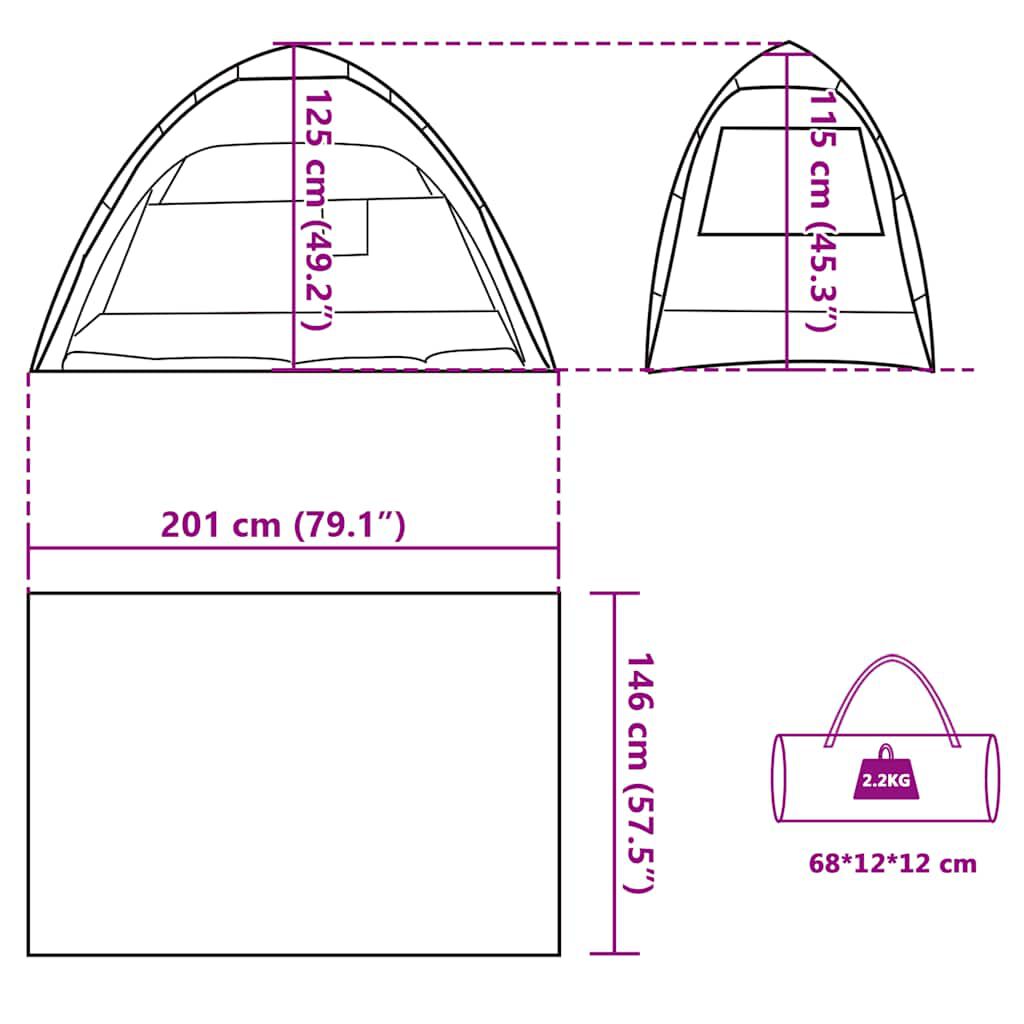 vidaXL Tente de plage 2 personnes gris libération rapide imperméable