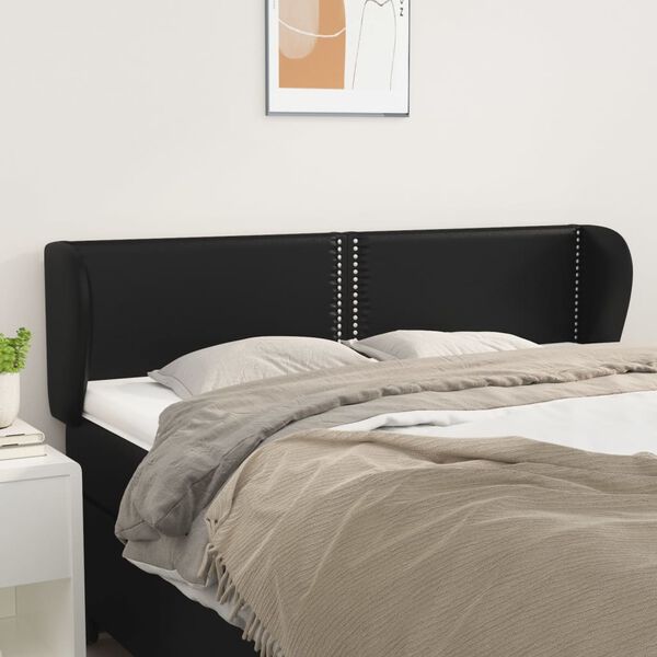 vidaXL Tête de lit avec oreilles Noir 147x23x78/88 cm Similicuir