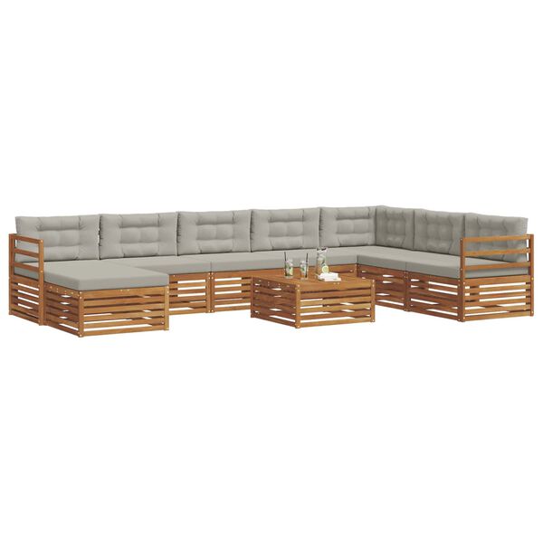 vidaXL Ensembles de canap&eacute;s avec coussin 9 pcs Gris Naturel et Clair