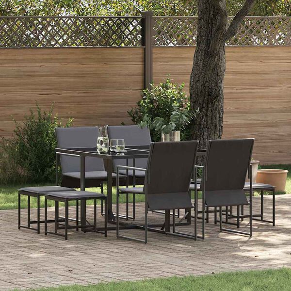 vidaXL Ensemble de salle à manger pour jardin 9 pcs Noir Acier