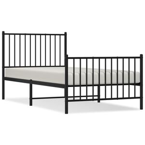 vidaXL Cadre de lit m&eacute;tal sans matelas avec pied de lit noir 90x190 cm