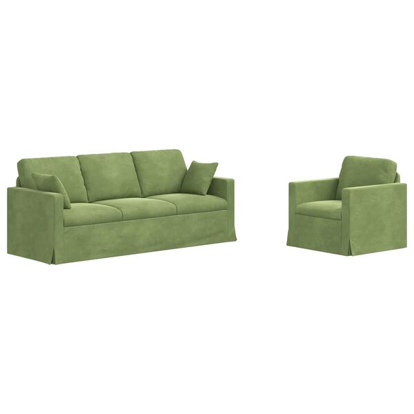 vidaXL Ensemble de Canap&eacute;s 2 pcs Vert clair 198 x 78 x 80 cm Velours