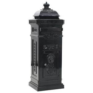vidaXL Bo&icirc;te aux lettres &agrave; pilier Aluminium Vintage antirouille Noir