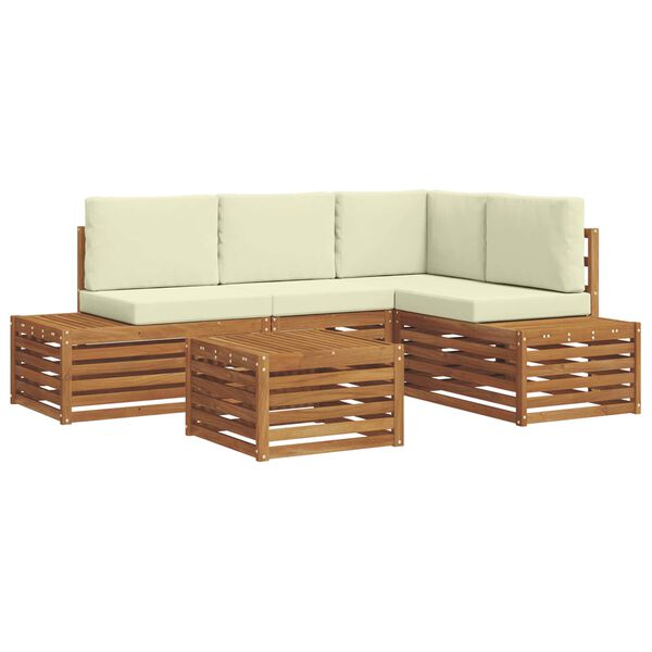 vidaXL Ensemble de canap&eacute;s d'ext&eacute;rieur 5 Pi&egrave;ce Naturel et Cr&egrave;me