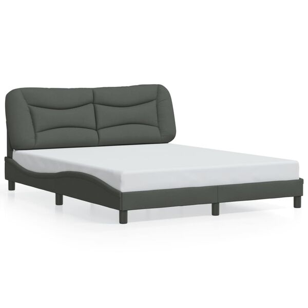 vidaXL Cadre de lit sans matelas Hvar gris fonc&eacute; 160x200 cm tissu