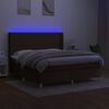vidaXL Sommier &agrave; lattes de lit matelas et LED Marron fonc&eacute; 160x200 cm