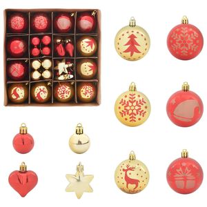 vidaXL Ensemble de Boules de No&euml;l 40 pc Or et rouge &Oslash; 6 cm Plastique