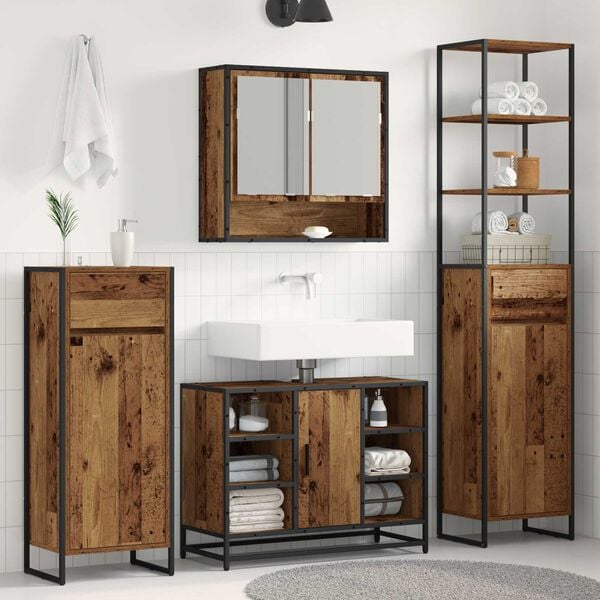 vidaXL Cabinet de salle de bain Bois Ancien 40 x 30 x 100 cm