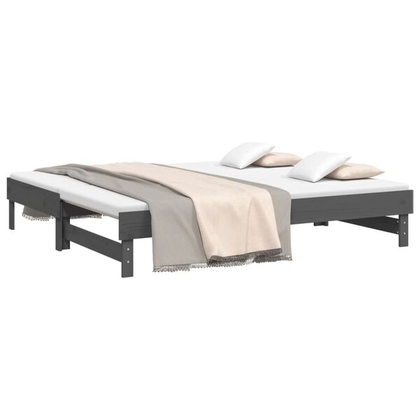 vidaXL Lit coulissant sans matelas gris 2x(90x190) cm