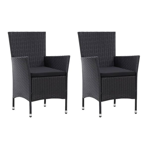 vidaXL Chaises de jardin lot de 2 Noir R&eacute;sine tress&eacute;e