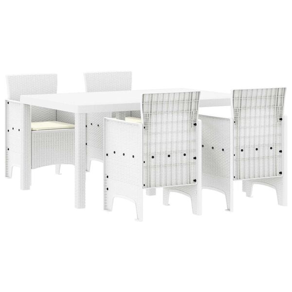vidaXL Ensemble de salle à manger pour jardin 5 pcs Blanc Rattan Polt