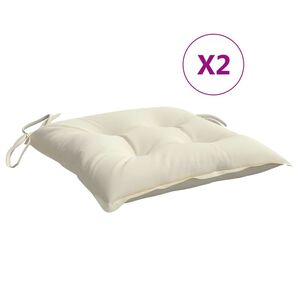 vidaXL Coussins de chaise lot de 2 blanc cr&egrave;me 50x50x7 cm tissu oxford