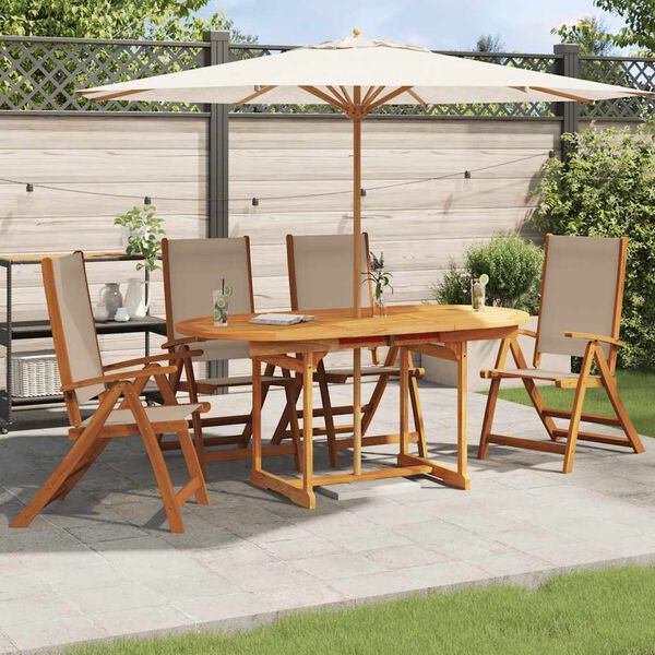 vidaXL Chaises pliables de jardin lot de 4 bois d'acacia et textil&egrave;ne