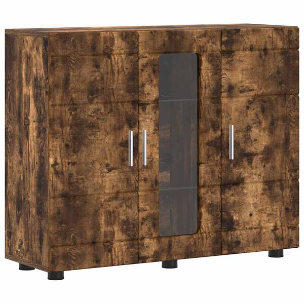 vidaXL Cabinet en Bois avec stockage Ch&ecirc;ne fum&eacute; 88,5 x 30,5 x 73 cm