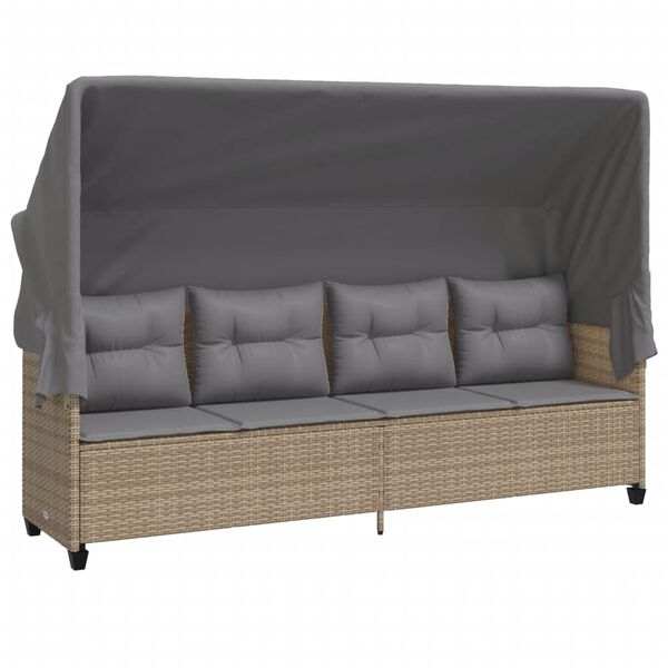 vidaXL Salon de jardin avec coussins 5 pcs beige r&eacute;sine tress&eacute;e